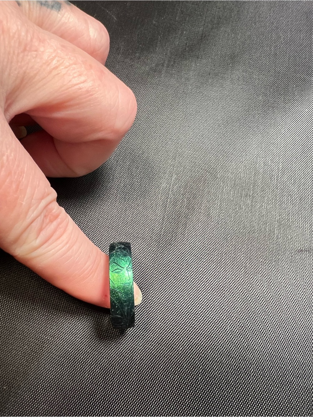 Disney Villains Maleficent Engraved Silicone Ring Green Black Size 12 Enso